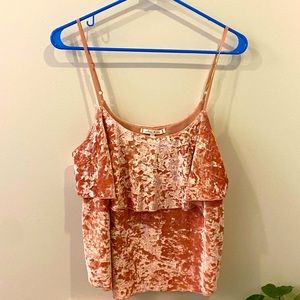 Willow and Clay Pink Velvet Ruffle Cami